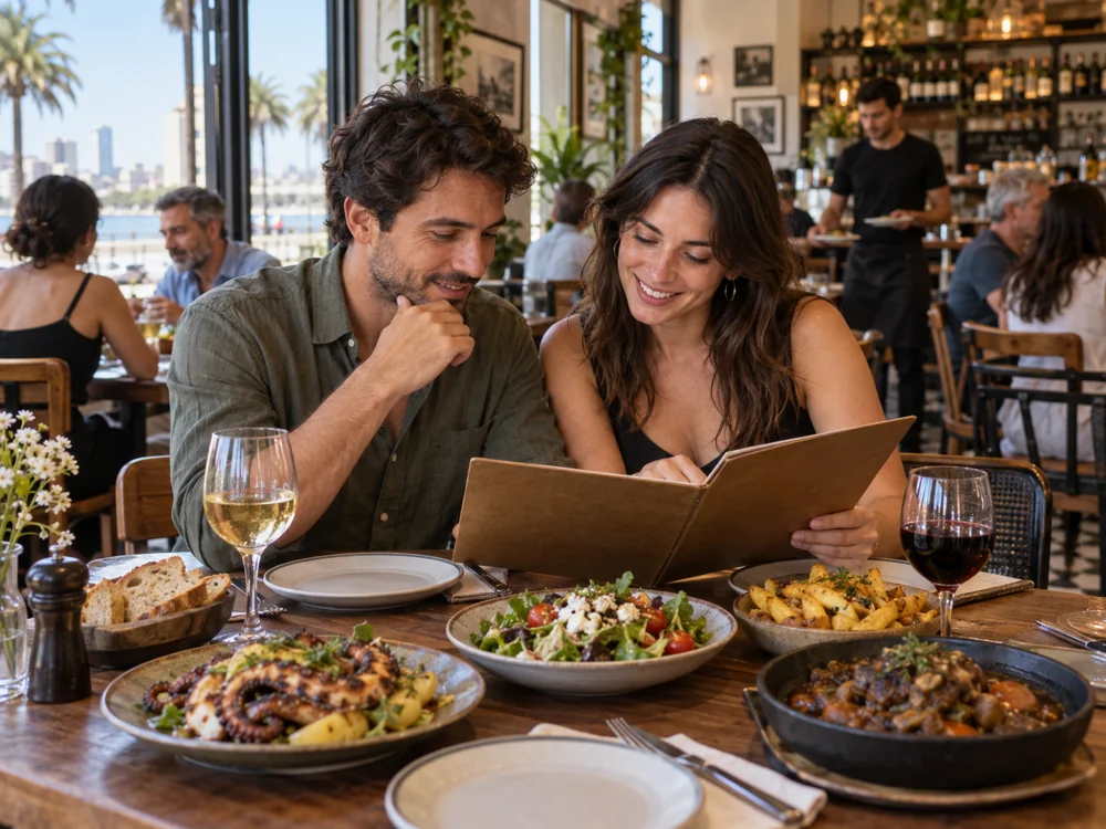 Personas eligiendo qué comer en un restaurante