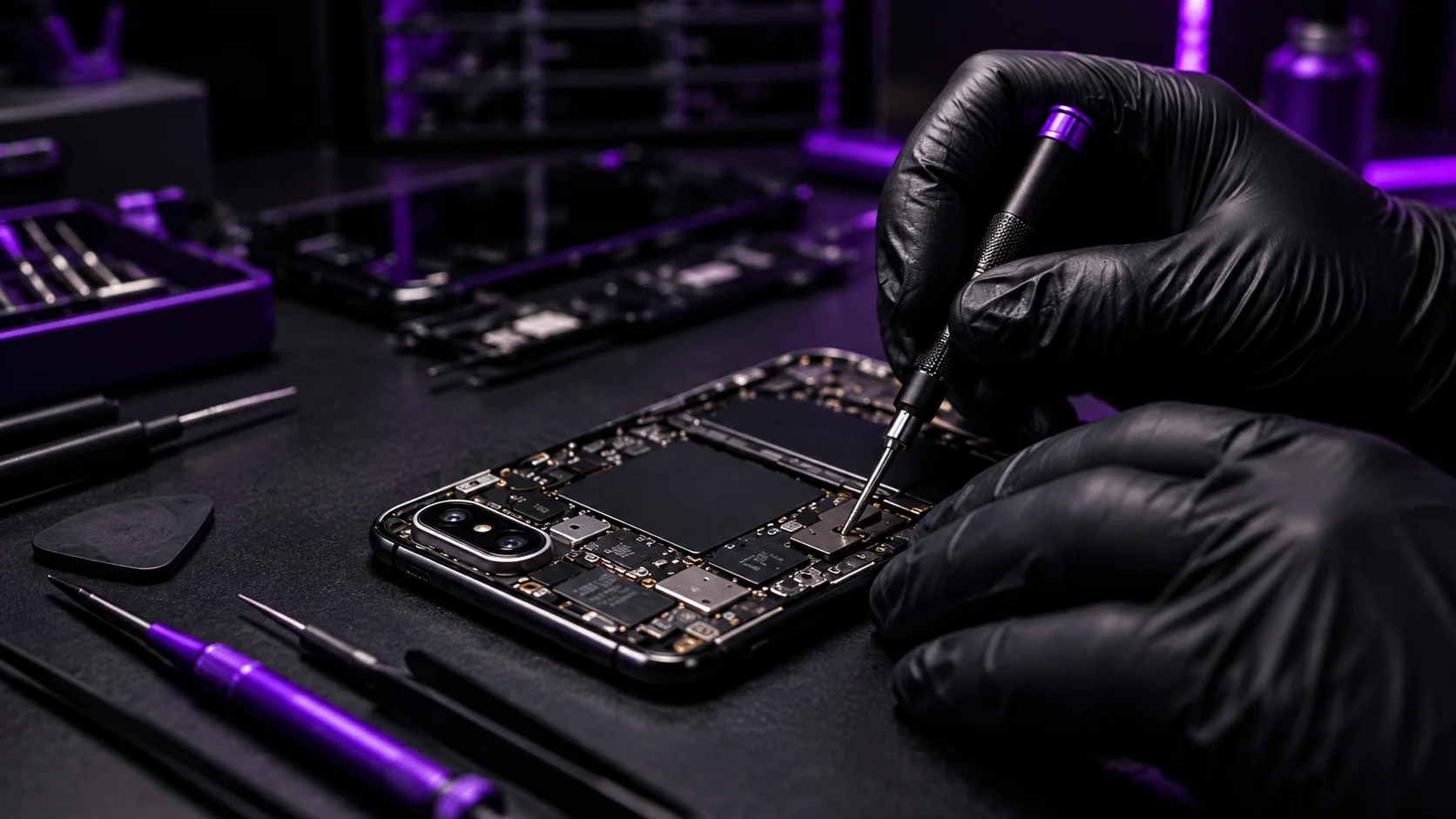Imagen ilustrativa de una reparación de celular en un taller de tecnología
