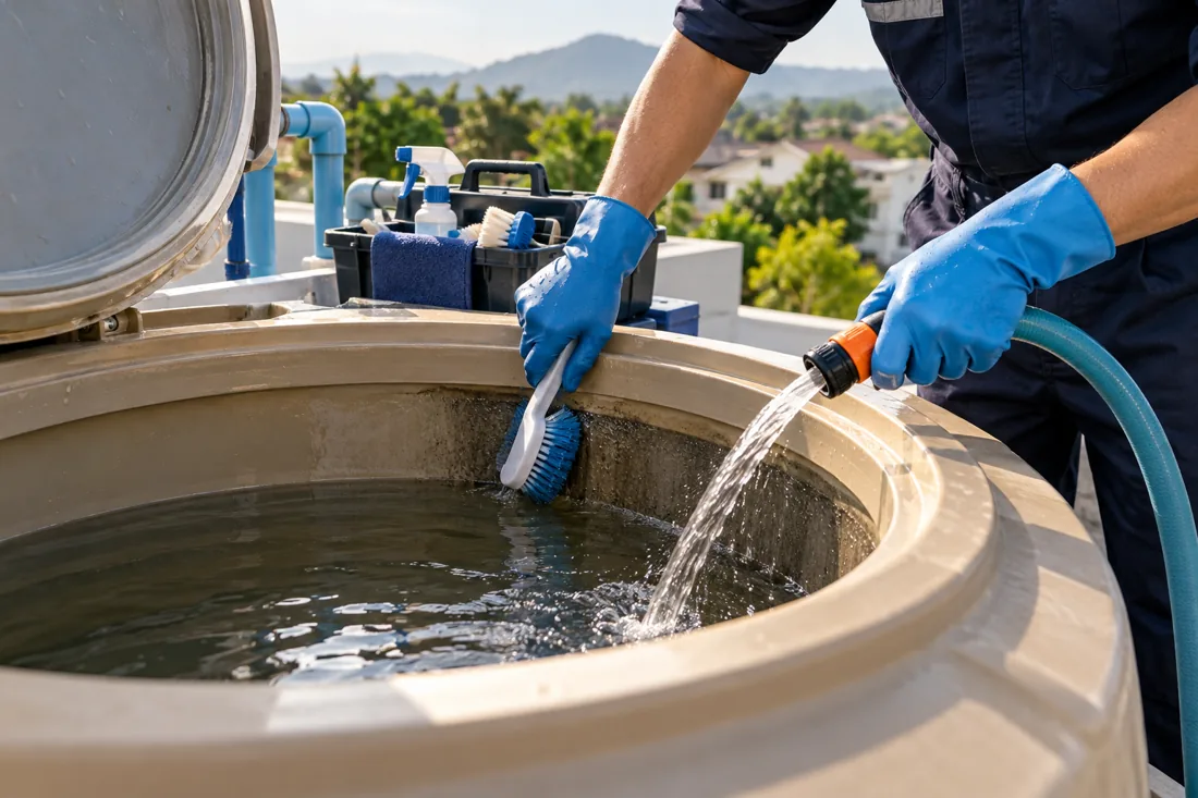 Limpieza de un tanque de agua