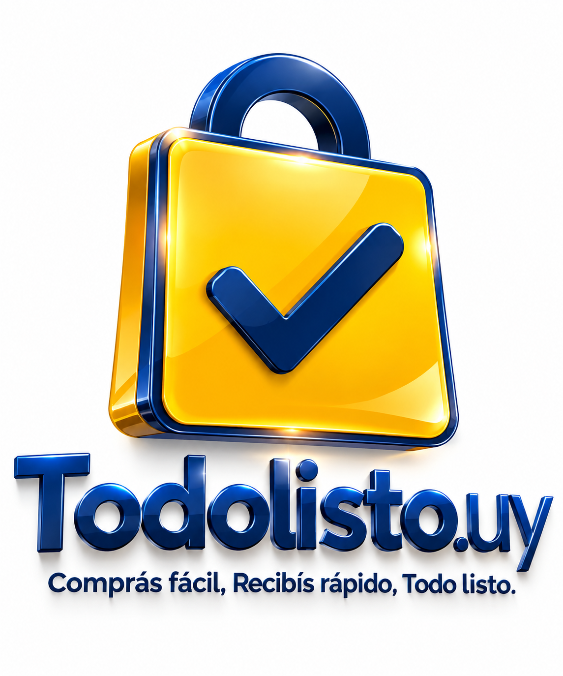Logo de TodoListo.uy: bolsa amarilla y azul con el lema Comprás fácil, Recibís rápido, Todo listo.